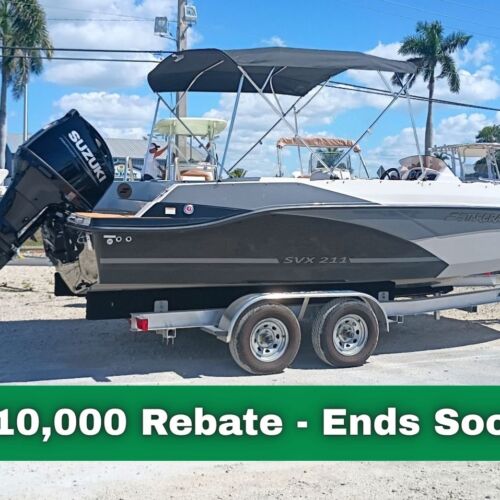 2026 Starcraft SVX 211 OB – #543B Default Photo displayed prominently in green it says 10k rebate ends soon, to highlight the insane deal available.