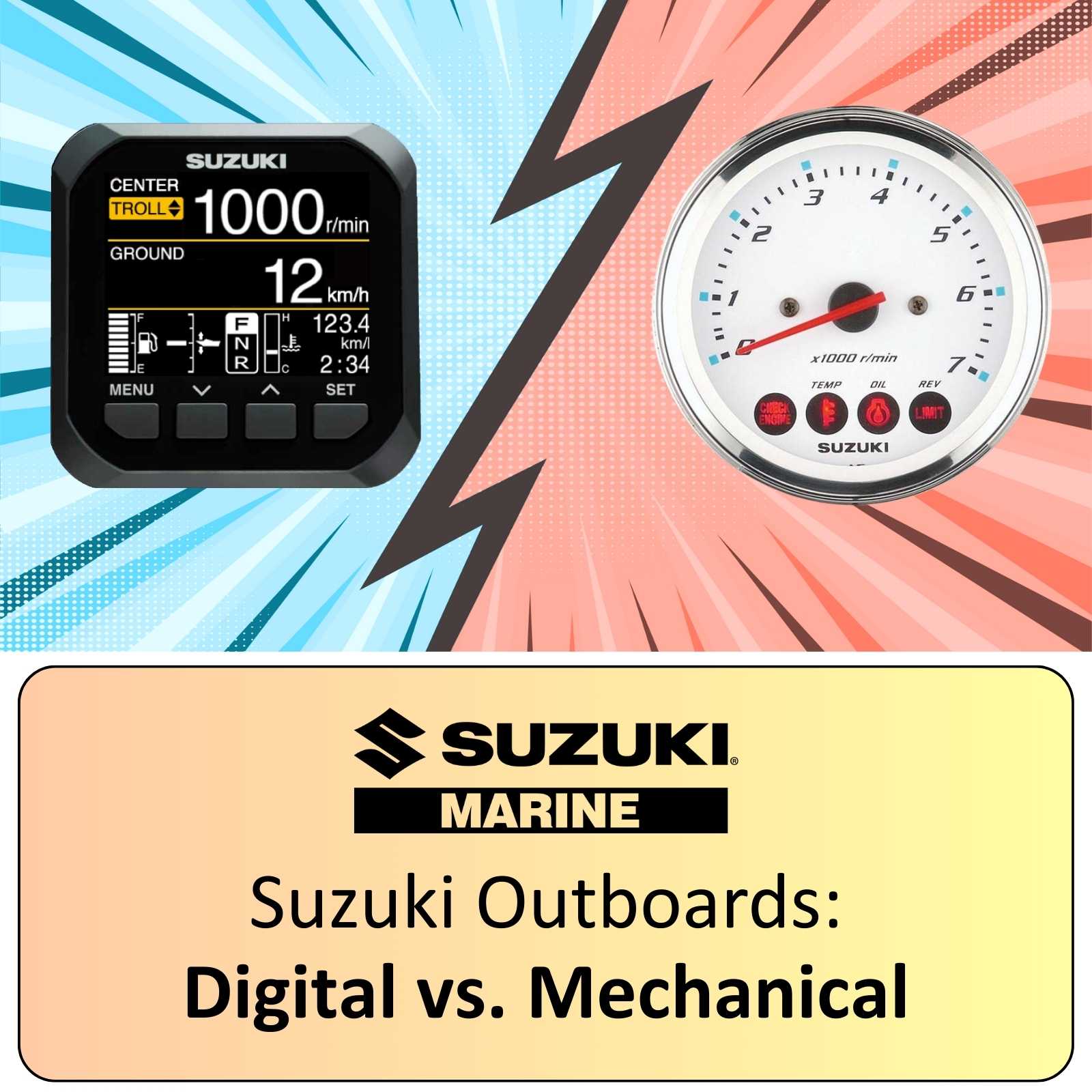 Suzuki marine digital vs mechanical outboard gauge blog